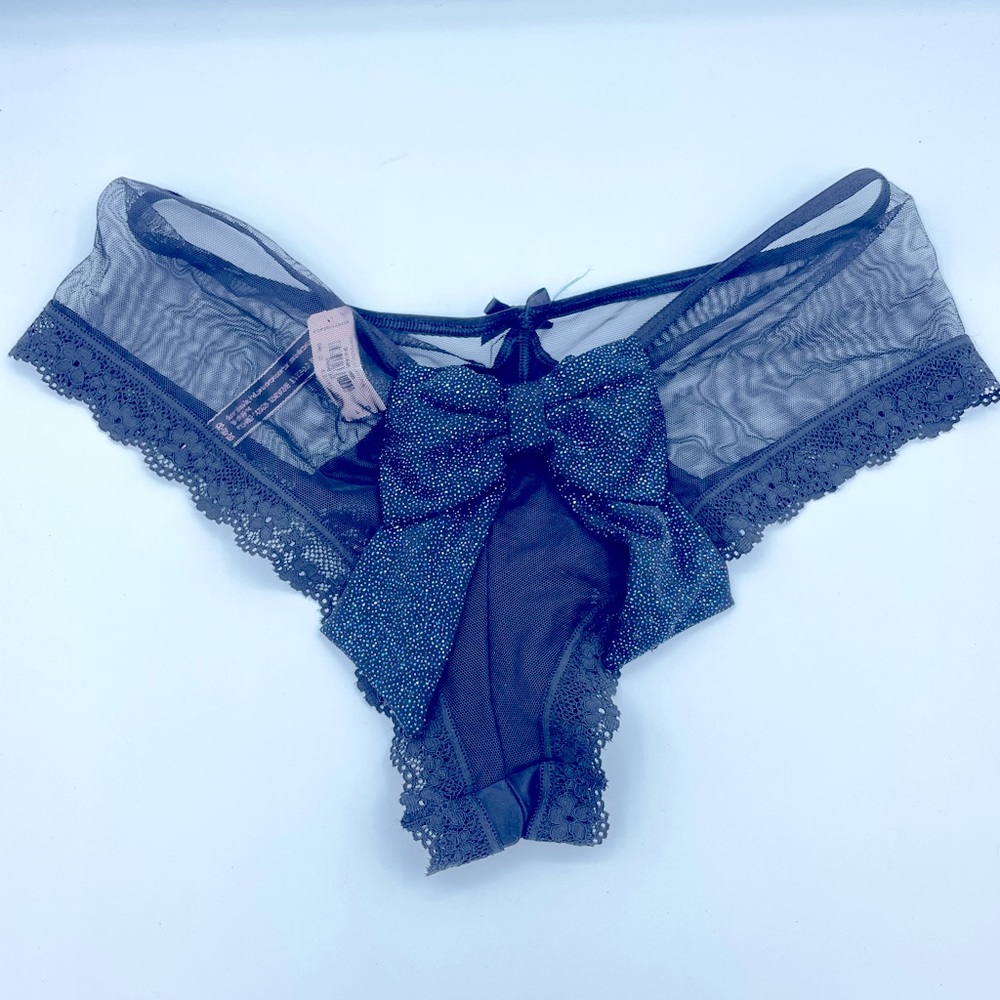 Victoria Secret Glitter Bow Panty Black L